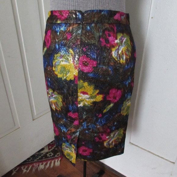 J. CREW Metallic Multi-color Floral Skirt - Picture 3 of 5